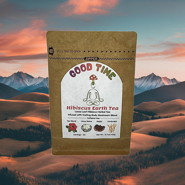 Hibiscus Earth Herbal Tea with Mushroom Blend 30 Servings - Good Times