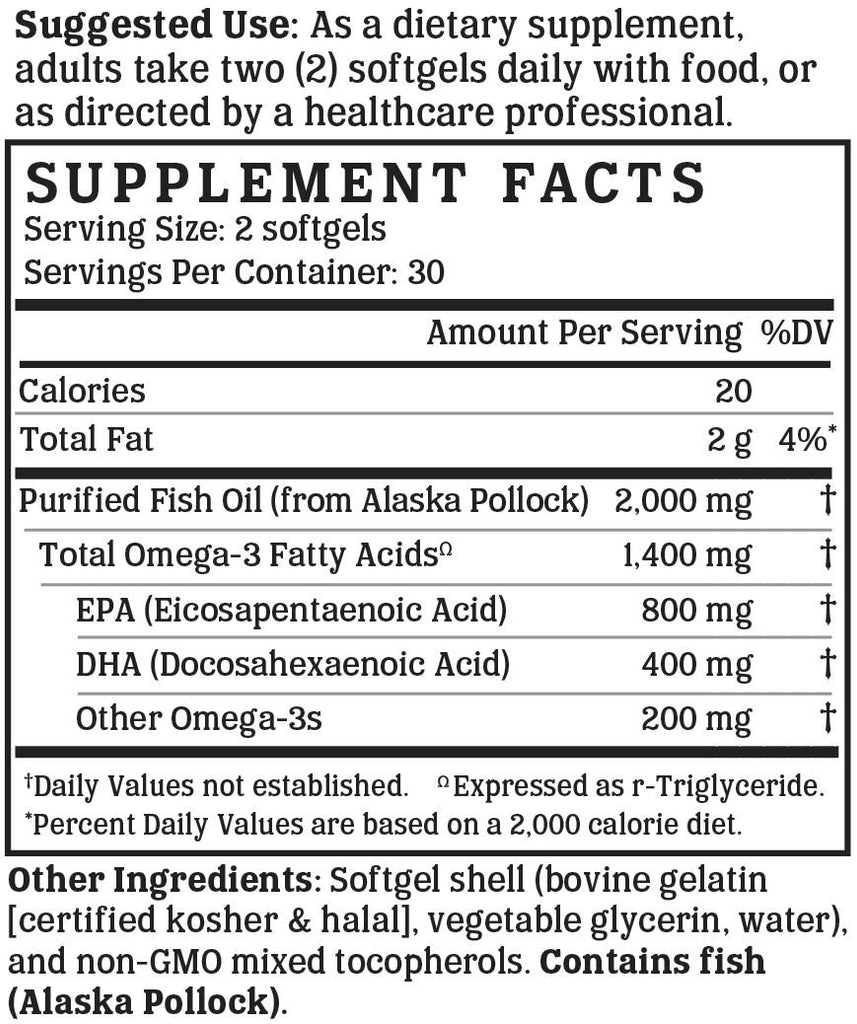 Double Strength Omega 3 Fish Oil 60 Softgels Nutrigold