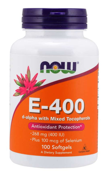 E-400 d-alpha with Mixed Tocopherols + Selenium - NOW Foods