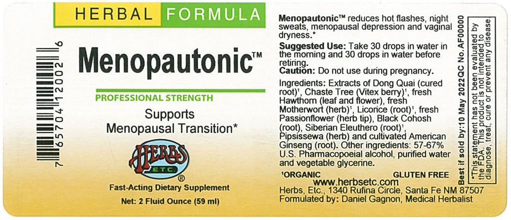 Menopautonic 2 Oz Supports Menopausal Transitions Herbs Etc